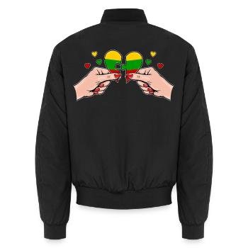 Litauen Frauenhände Herzpuzzle - Unisex Bomberjacke - Schwarz - Hinten - AI Model Male 185 light (185cm)