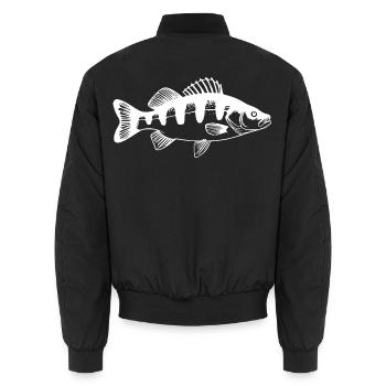 Angler Barsch Fisch Angeln Geschenk Angelsport - Unisex Bomberjacke - Schwarz - Hinten - AI Model Male 185 light (185cm)