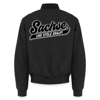 Sachse und Stolz drauf | Farben änderbar - Unisex Bomberjacke - Schwarz - Hinten - AI Model Male 185 light (185cm)