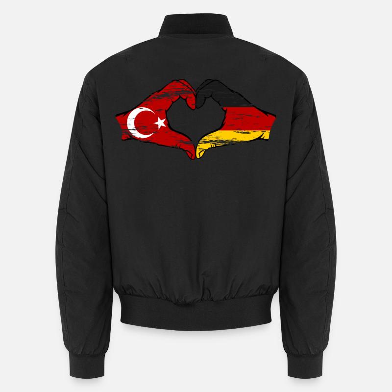 Turkey Germany Hands Heart Shape Used Unisex Bomber Jacket