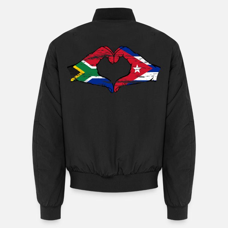 Afrique du Sud Cuba Drapeau Mains Coeur Forme Utilisé Bomber unisexe