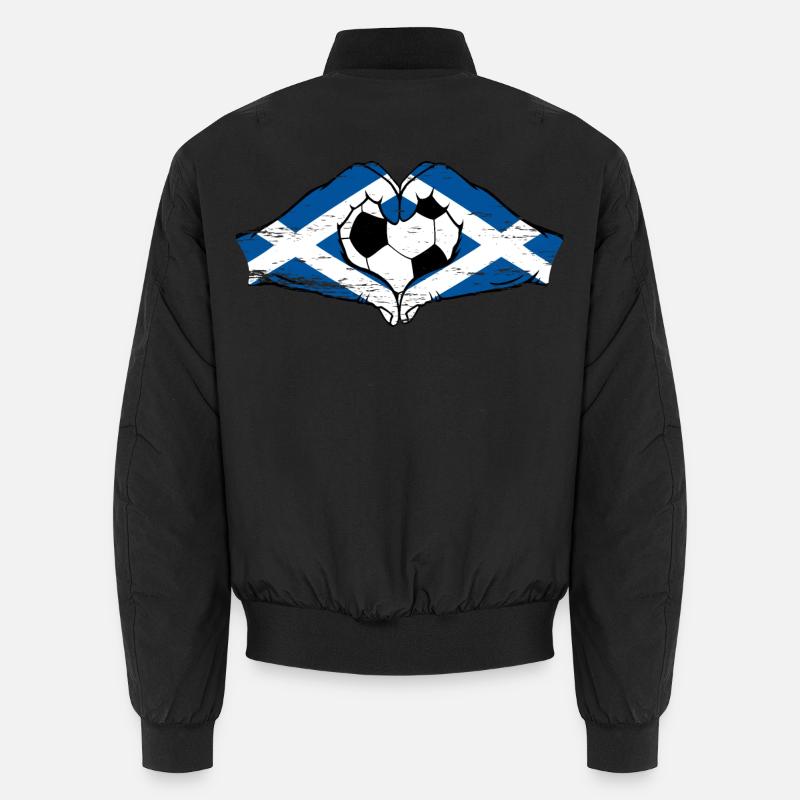 Forme de coeur de mains de football de drapeau d'Écosse utilisé Bomber unisexe