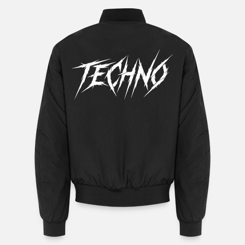Techno Zacken Schrift Grafik - Unisex Bomberjacke - Schwarz