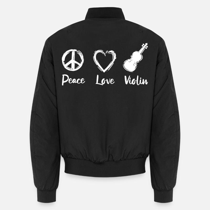 Peace Love Violin - Unisex Bomber Jacket - black