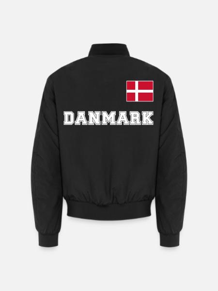 Dänemark Trikot Look – DANMARK mit Fahne Flagge - Unisex Bomberjacke - Schwarz