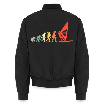 Retro Windsurfer Evolution Für Surfer Wasserratten - Unisex Bomberjacke - Schwarz - Hinten - AI Model Male 185 light (185cm)