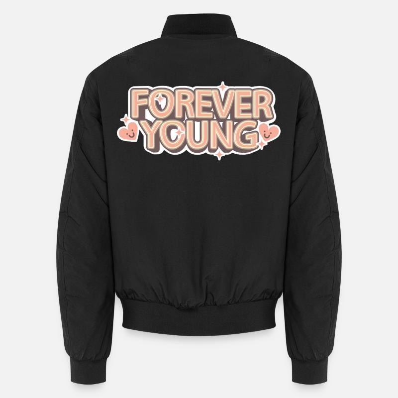 Forever Young – Playful Retro Font Unisex Bomber Jacket