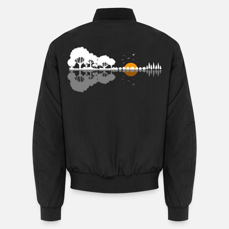 Guitar Nature Forest Trees Reflection Music Gift Unisex Bomber Jacket