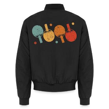 Retro Tischtennisschläger Für Ping-Pong Spieler - Unisex Bomberjacke - Schwarz - Hinten - AI Model Male 185 light (185cm)