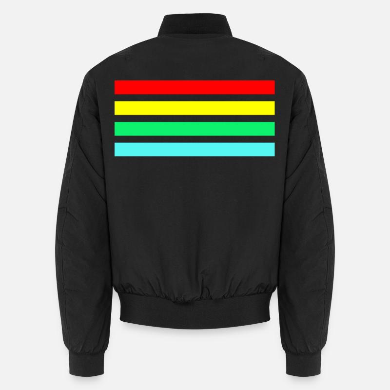 Retro neon arc stripe composition - Unisex Bomber Jacket - black