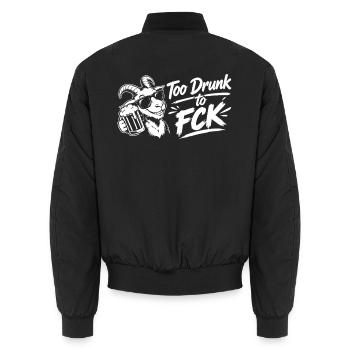 Too Drunk to FCK Spruch Zitat - Unisex Bomberjacke - Schwarz - Hinten - AI Model Male 185 light (185cm)