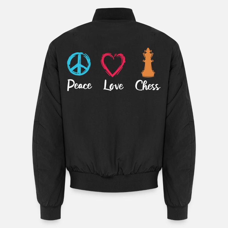 Frieden Liebe Schach - Unisex Bomberjacke - Schwarz