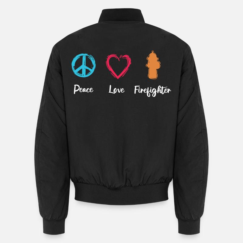 Peace Love Firefighter Unisex Bomberjacke