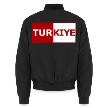 Türkei Blockwortmarke Rot-Weiß - Unisex Bomberjacke - Schwarz - Hinten - AI Model Male 185 light (185cm)