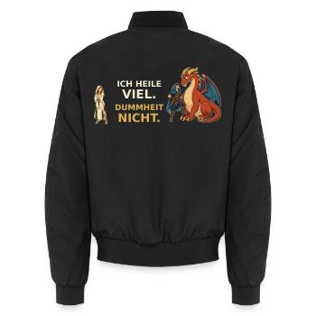 Ich heile viel. Dummheit nicht. – Heiler RPG - Unisex Bomberjacke - Schwarz - Hinten - AI Model Male 185 light (185cm)