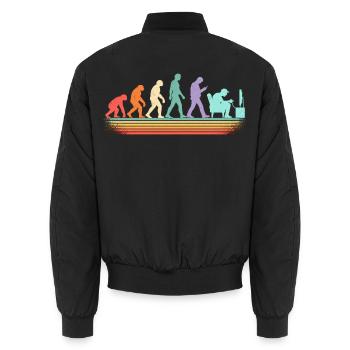 Evolution zum IT-Mitarbeiter - Unisex Bomberjacke - Schwarz - Hinten - AI Model Male 185 light (185cm)