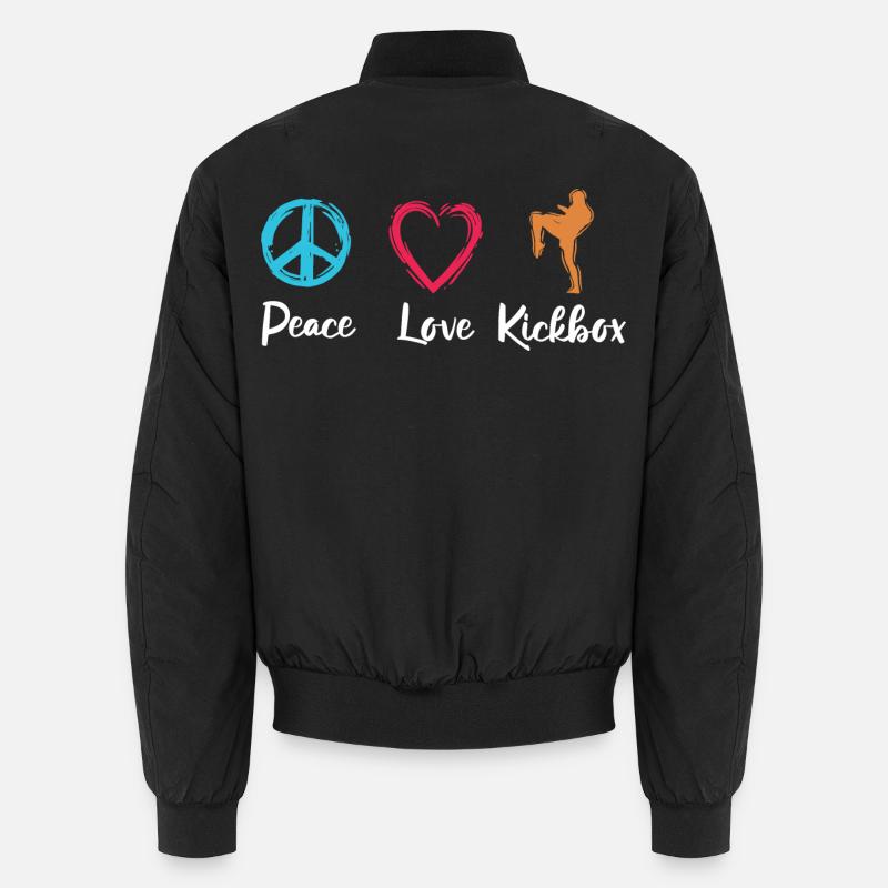 Frieden Liebe Kickbox - Unisex Bomberjacke - Schwarz