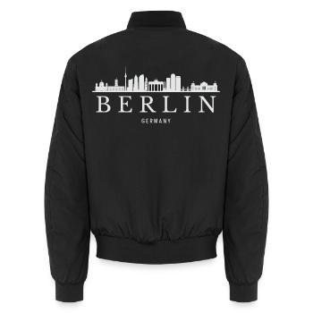 Berliner Skyline, Berlin, Deutschland - Unisex Bomberjacke - Schwarz - Hinten - AI Model Male 185 light (185cm)