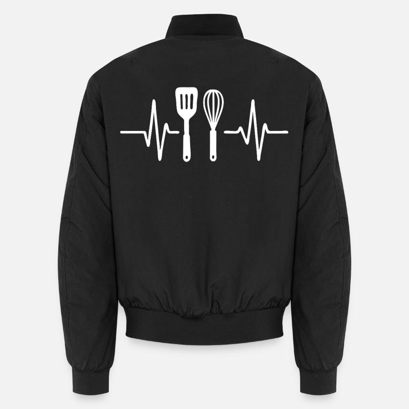 Heartbeat Küchengabel Design Unisex Bomberjacke