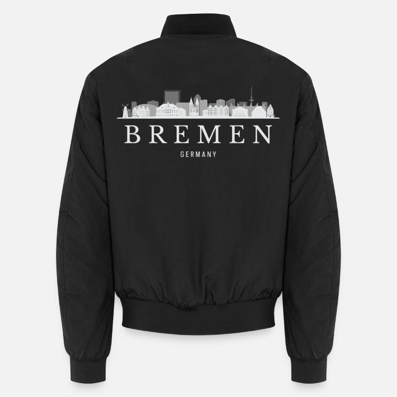 Bremen Skyline, Bremen Germany - Unisex Bomber Jacket - black