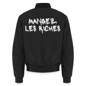 Eat the Rich Humor Militant Left Demo - Unisex Bomberjacke - Schwarz - Hinten - AI Model Male 185 light (185cm)