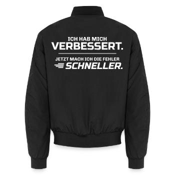 Jetzt mach ich die Fehler schneller - Lustig - Unisex Bomberjacke - Schwarz - Hinten - AI Model Male 185 light (185cm)