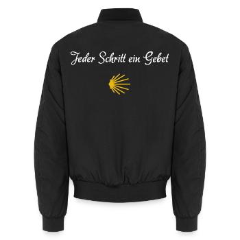 Jeder Schritt ein Gebet | Jakobsweg, Pilger - Unisex Bomberjacke - Schwarz - Hinten - AI Model Male 185 light (185cm)