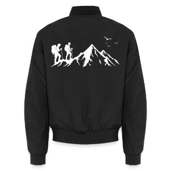 Bergsteiger besteigen den Berg Gipfel Berge  - Unisex Bomberjacke - Schwarz - Hinten - AI Model Male 185 light (185cm)