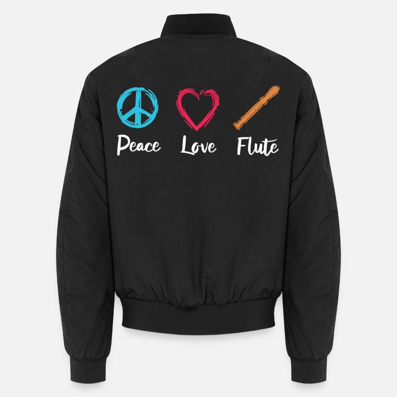 Peace Love Flute Unisex Bomber Jacket