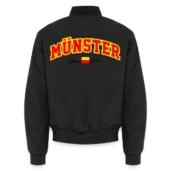 Münster City - Unisex Bomber Jacket - black - Back - AI Model Male 185 light (185cm)