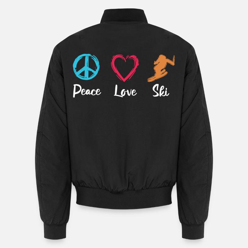 Peace Love Skiing - Unisex Bomber Jacket - black