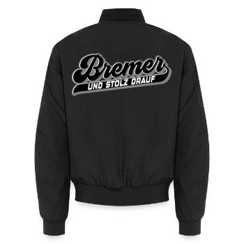 Bremer und Stolz drauf | Farben änderbar - Unisex Bomberjacke - Schwarz - Hinten - AI Model Male 185 light (185cm)