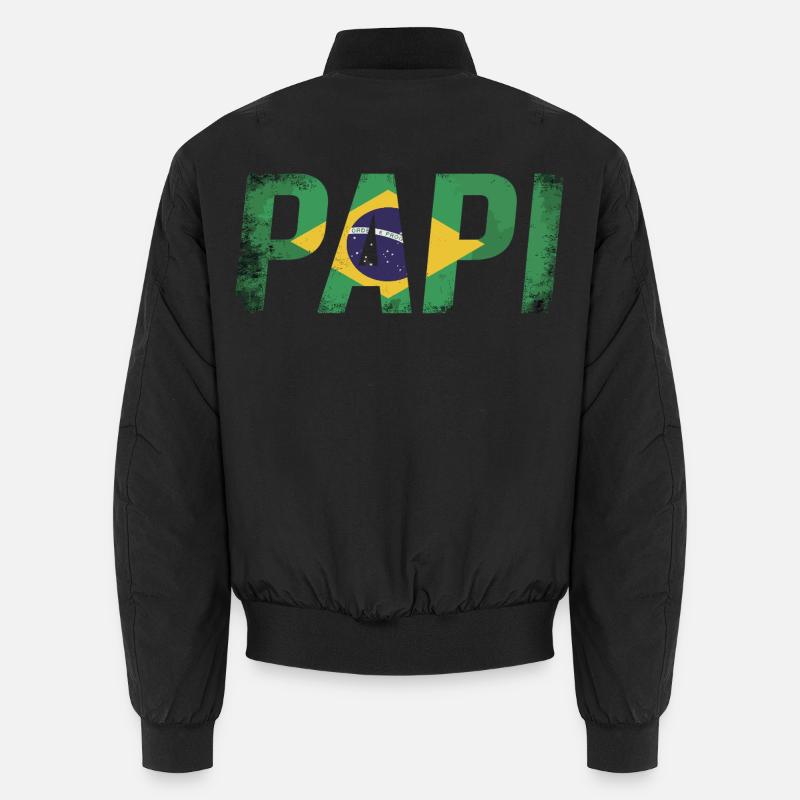 Papi Brasilien Flagge Vintage Papa Unisex Bomberjacke