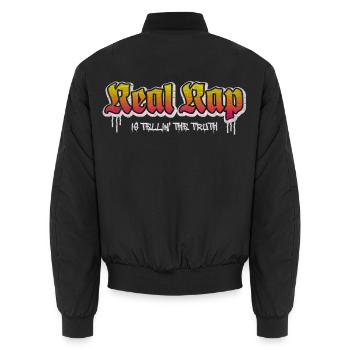 Real Rap - Unisex Bomberjacke - Schwarz - Hinten - AI Model Male 185 light (185cm)