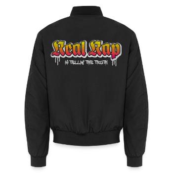 Real Rap Statement Streetwear - Unisex Bomberjacke - Schwarz - Hinten - AI Model Male 185 light (185cm)