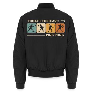 Tischtennis Vorhersage Für Heute Ist Ping-Pong - Unisex Bomberjacke - Schwarz - Hinten - AI Model Male 185 light (185cm)