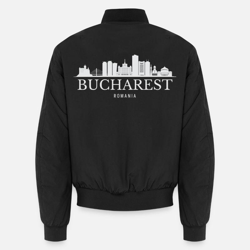 Bukarest Skyline, Bukarest, Rumänien - Unisex Bomberjacke - Schwarz