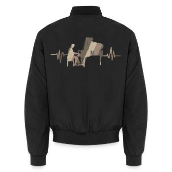 Pianist am Flügel mit Herzschlag - Unisex Bomberjacke - Schwarz - Hinten - AI Model Male 185 light (185cm)