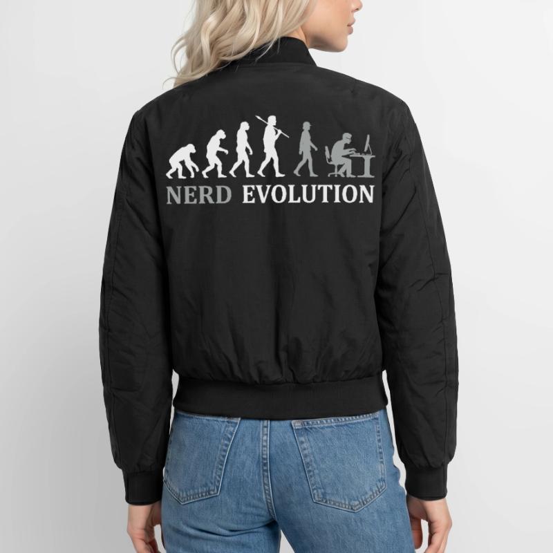 Nerd Evolution – From Monkey to PC Pro Unisex Bomber Jacket