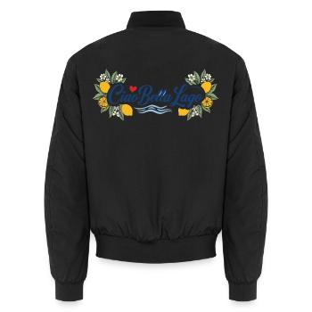 Ciao Bella Lago Motif Citron Vagues - Bomber unisexe - noir - Dos - AI Model Male 185 light (185cm)