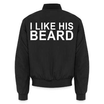 Ich mag seinen Bart – lustiges, sarkastisches Paargeschenk - Unisex Bomberjacke - Schwarz - Hinten - AI Model Male 185 light (185cm)