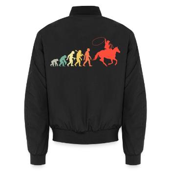 Cowboy Evolution Western Stil Wilder Westen Rodeo - Unisex Bomberjacke - Schwarz - Hinten - AI Model Male 185 light (185cm)