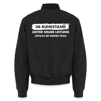 Lustiges Ruhestands - Unisex Bomberjacke - Schwarz - Hinten - AI Model Male 185 light (185cm)