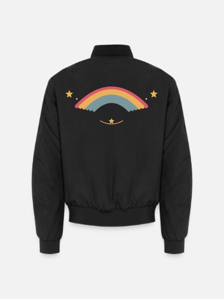 Pastellregenbogen mit Sternen - Unisex Bomberjacke - Schwarz