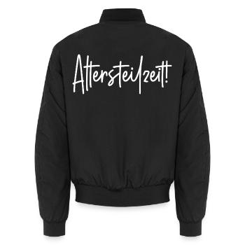 Altersteilzeit - Unisex Bomberjacke - Schwarz - Hinten - AI Model Male 185 light (185cm)