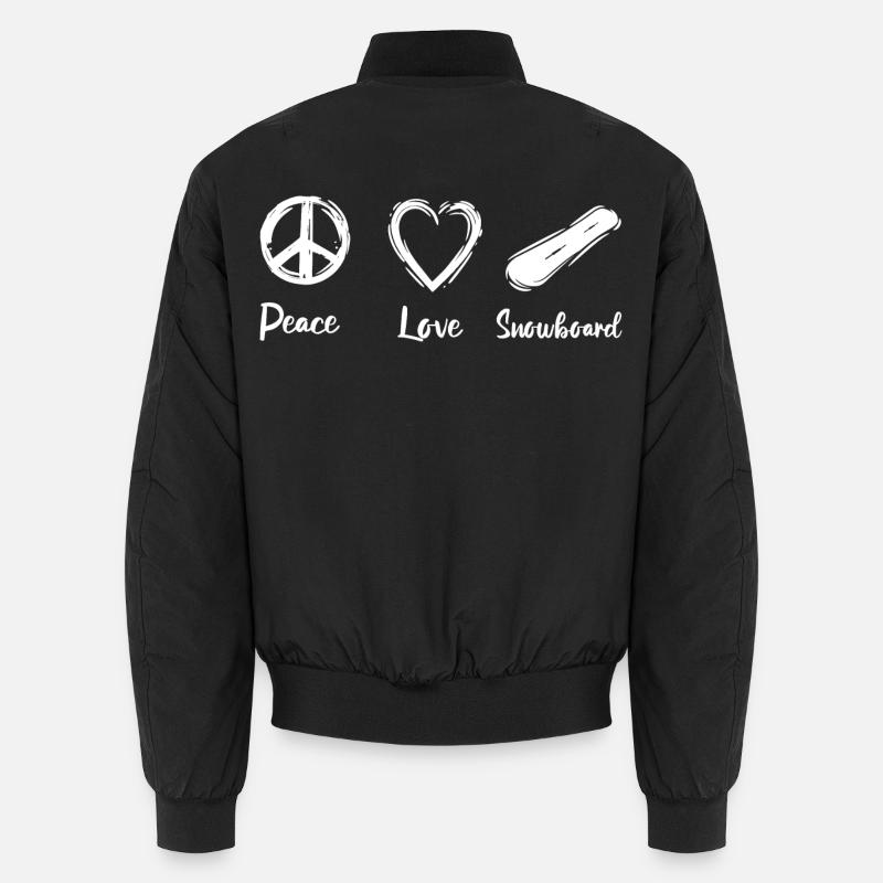 Peace Love Snowboard - Unisex Bomber Jacket - black