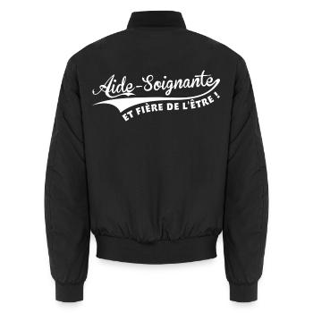 Aide-Soignante et fière de l'être ! - Bomber unisexe - noir - Dos - AI Model Male 185 light (185cm)