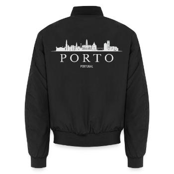 Porto Skyline, Porto Portugal - Bomber unisexe - noir - Dos - AI Model Male 185 light (185cm)