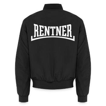 Rentner (Rente / Ruhestand / Konkav / White) - Unisex Bomberjacke - Schwarz - Hinten - AI Model Male 185 light (185cm)