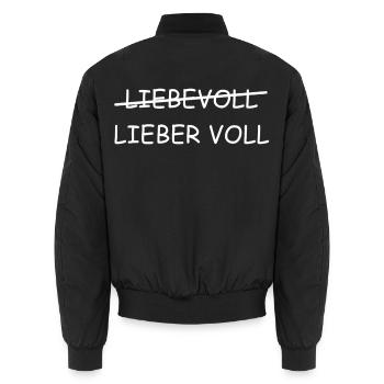 Liebevoll | Lieber Voll, bier, Party, grillen - Unisex Bomberjacke - Schwarz - Hinten - AI Model Male 185 light (185cm)